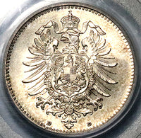 1886-D PCGS MS 64 Germany 1 Mark Kaiser Reich Munich Silver Coin (25050701C)