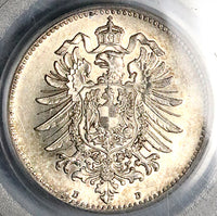 1886-D PCGS MS 64 Germany 1 Mark Kaiser Reich Munich Silver Coin (25050701C)
