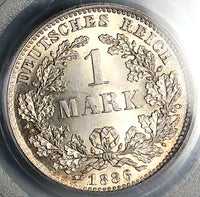 1886-D PCGS MS 64 Germany 1 Mark Kaiser Reich Munich Silver Coin (25050701C)