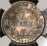 1911-E NGC MS 65 Germany 1 Mark Gem Muldenhutten Mint Silver Coin (25112403C)