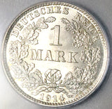 1914/9-D ICG MS 67 Germany 1 Mark Gem Munich Rare Overdate Silver Coin (26012303C)