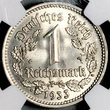 1933-A NGC MS 64 Germany 1 Mark Berlin Mint State Nickel Coin (26071702C)