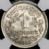1933-A NGC MS 64 Germany 1 Mark Berlin Mint State Nickel Coin (26071702C)