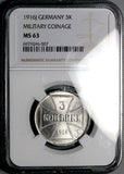 1916-J NGC MS 63 Germany 3 Kopeks Military Occupation OST Baltic Coin (26072002C)