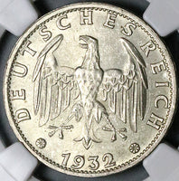 1932-J NGC MS 63 Germany 3 Mark Hamburg Mint Rare Silver Coin POP 5/2 (25070101C)