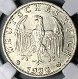 1932-J NGC MS 63 Germany 3 Mark Hamburg Mint Rare Silver Coin POP 5/2 (25070101C)