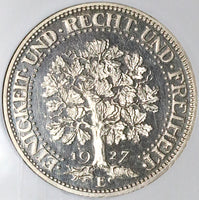 1927-E NGC PF 64 Cameo Germany 5 Mark Oak Tree Proof Silver Coin POP 1/1 (23060504C)