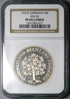 1927-E NGC PF 64 Cameo Germany 5 Mark Oak Tree Proof Silver Coin POP 1/1 (23060504C)