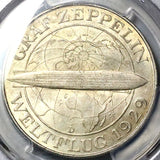 1930-D PCGS MS 62 Zeppelin World Flight Germany 5 Mark Silver Coin (24061103D)