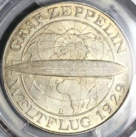 1930-D PCGS MS 62 Zeppelin World Flight Germany 5 Mark Silver Coin (24061103D)