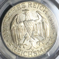1930-D PCGS MS 62 Zeppelin World Flight Germany 5 Mark Silver Coin (24061103D)