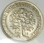 1932-F NGC MS 62 Germany 5 Mark Oak Tree Stuttgart Mint Silver Coin (25050503C)