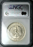 1932-F NGC MS 62 Germany 5 Mark Oak Tree Stuttgart Mint Silver Coin (25050503C)