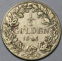 1846 Bavaria 1/2 Gulden VF Off Metal Imitation German State Coin (23091404R)