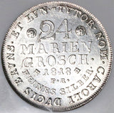 1818 NGC MS 63 Brunswick 24 Groschen Prince George IV (Great Britain) Regent 17k German State Silver Coin (25051502C)
