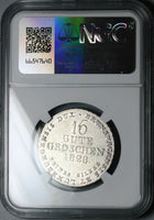 1828 NGC UNC Hannover 16 Groschen George IV German Britain Horse Silver Coin (25052001C)