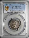 1717-B PCGS XF 40 Brunswick Hannover 1/6 Thaler George I Silver Coin POP 1/0 (25053102C)