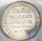 1700 ICG AU 53 Brunswick Hannover 24 Mariengroschen Wildman George I Ludwig German State Silver Coin (26011302C)