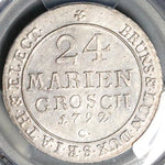 1792 PCGS AU 58 Brunswick Hannover 24 Mariengroschen George III Silver Coin POP 1/0 (25090601C)