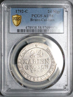 1792 PCGS AU 58 Brunswick Hannover 24 Mariengroschen George III Silver Coin POP 1/0 (25090601C)