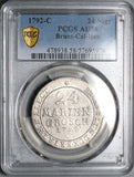 1792 PCGS AU 58 Brunswick Hannover 24 Mariengroschen George III Silver Coin POP 1/0 (25090601C)