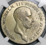 1814-A NGC AU 58 Prussia Thaler German State Taler Friedrich Wilhelm Berlin Mint Silver Coin (24090603C)