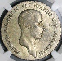 1814-A NGC AU 58 Prussia Thaler German State Taler Friedrich Wilhelm Berlin Mint Silver Coin (24090603C)