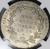 1814-A NGC AU 58 Prussia Thaler German State Taler Friedrich Wilhelm Berlin Mint Silver Coin (24090603C)
