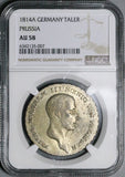 1814-A NGC AU 58 Prussia Thaler German State Taler Friedrich Wilhelm Berlin Mint Silver Coin (24090603C)