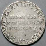 1828-A Prussia Thaler Mining Friedrich Wilhelm III VF German State 50k Silver Coin (26081604R)