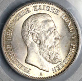 1888-A PCGS MS 65 Prussia 2 Mark Friedrich III Germany State GEM Silver Coin (25101201D)