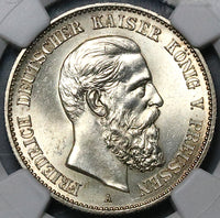 1888-A NGC MS 63 Prussia 2 Mark Friedrich III Germany State Silver Coin (23062503C)