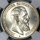 1888-A NGC MS 63 Prussia 2 Mark Friedrich III Germany State Silver Coin (23062503C)