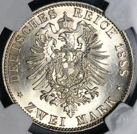 1888-A NGC MS 63 Prussia 2 Mark Friedrich III Germany State Silver Coin (23062503C)