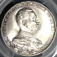 1913 PCGS MS 65 Prussia 3 Mark Reign Jubilee German State GEM Silver Coin (25062102C)