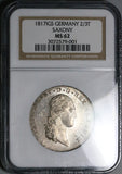 1817 NGC MS 62 Saxony 2/3 Thaler German State Friedrich 60k Coin (25042902C)