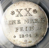 1821 PCGS MS 61 Schaumburg Lippe 1/2 Taler German State 5k Silver Coin (25032901C)