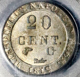 1812-C PCGS AU 58 Westphalia 20 Centimes German Napoleon France Occupation Coin POP 1/1 (26052202C)