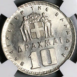 1959 NGC MS 65 Greece 10 Drachma King Paul Greek Hercules Gem Coin (24011002C)