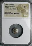 170 NGC XF Greek Bactria Kingdom AR Obol Eukratides I Megas Silver (26051601C)
