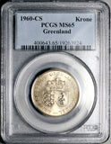 1960 PCGS MS 65 Greenland 1 Krone Polar Bear Denmark GEM Coin (26050205C)