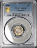1881 PCGS MS 64 Guatemala 10 Centavos RARE 56k Silver Coin POP 1/0 (26021401C)