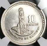 1950 NGC MS 65 Guatemala 10 Centavos Quirigua Monolith Gem Silver Coin (25112205C)