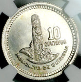 1950 NGC MS 65 Guatemala 10 Centavos Quirigua Monolith Gem Silver Coin (26051801C)