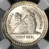 1880/777 NGC MS 64 Guatemala 1/2 Medio Real Overdate Mint Error Silver Coin POP 2/0 (25112301C)