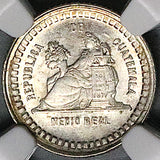 1880/777 NGC MS 64 Guatemala 1/2 Medio Real Overdate Mint Error Silver Coin POP 2/0 (25112301C)
