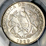 1929 PCGS MS 64 Guatemala 1/4 Quetzal Bird Silver Coin POP 1/1 (26061701C)
