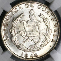 1946 NGC MS 65 Guatemala 1/4 Quetzal Bird Silver Mint State Gem Coin (23071701C)