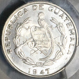 1947 PCGS MS 65 Guatemala 1/4 Quetzal Bird Mint State Gem Silver Coin (25122004C)