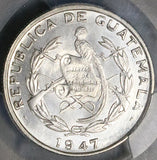 1947 PCGS MS 65 Guatemala 1/4 Quetzal Bird Mint State Gem Silver Coin (25122004C)